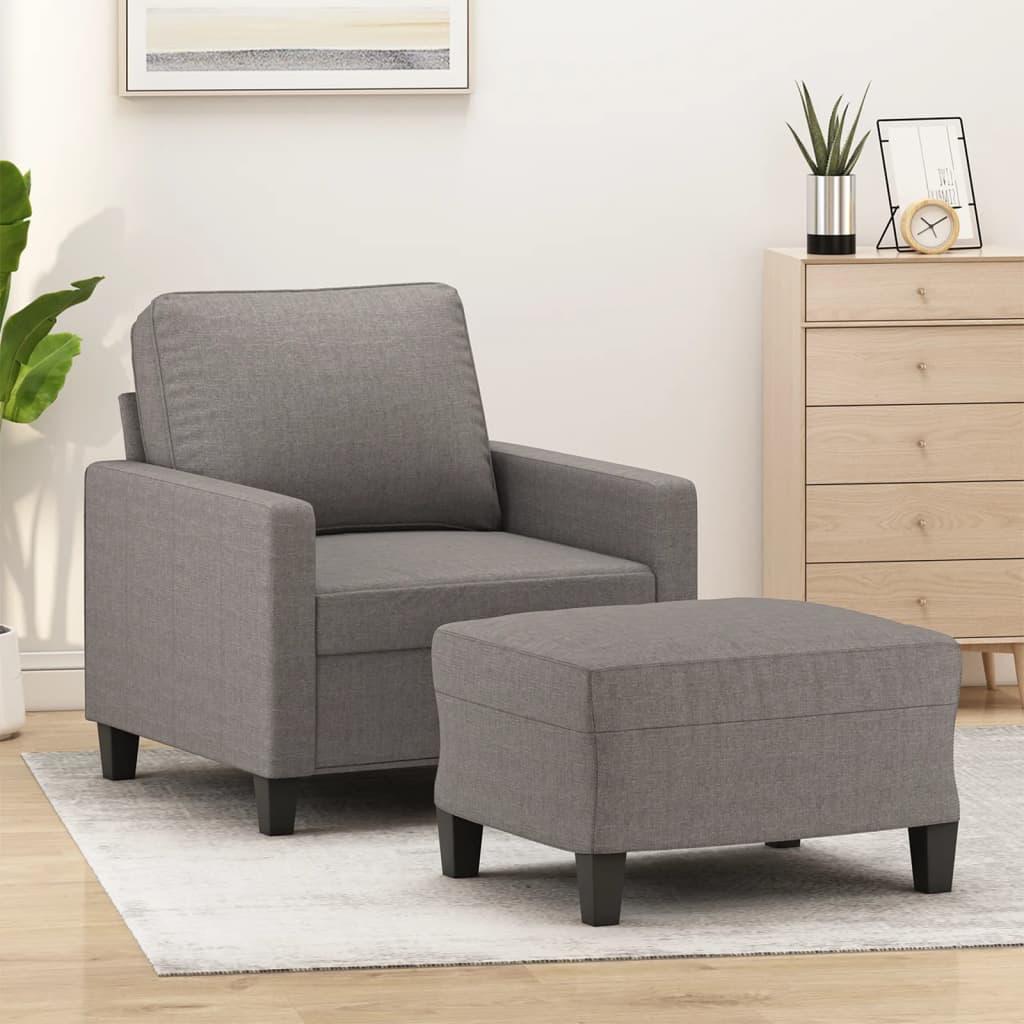 Sofastol med fodskammel 60 cm stof Gråbrun billede