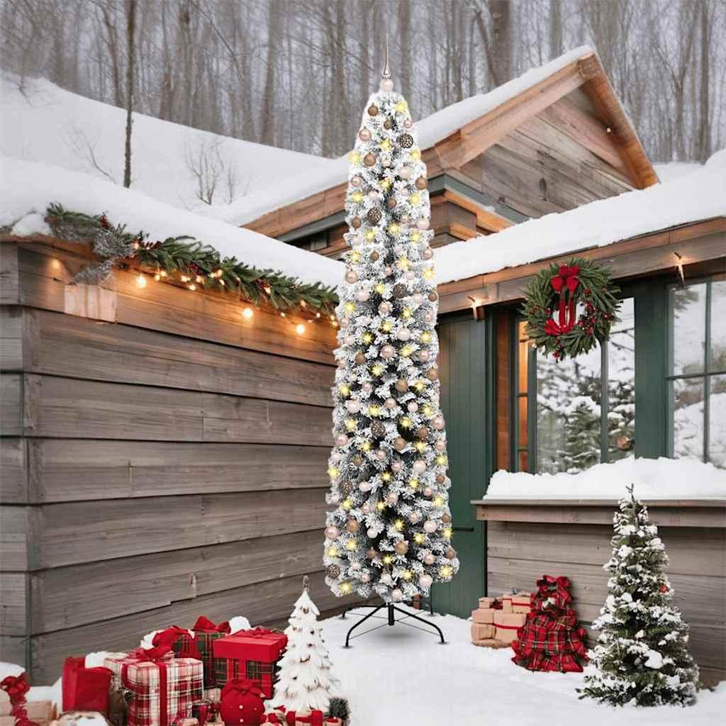 Slankt Juletræ med 300 LED'er Grøn 240 cm Plastik og metal