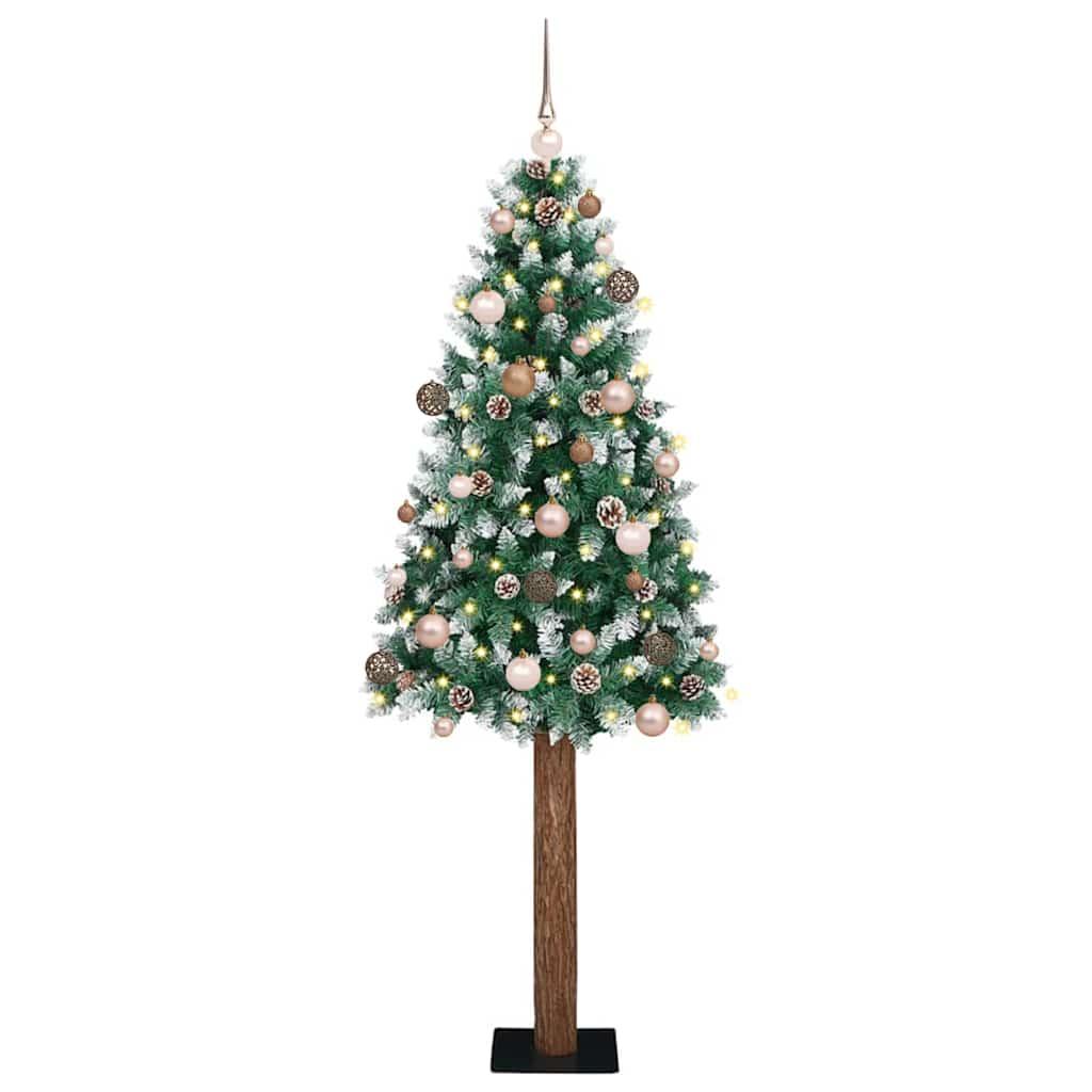 Slankt Juletræ med 300 LED'er Grøn og Hvid 210 cm PVC