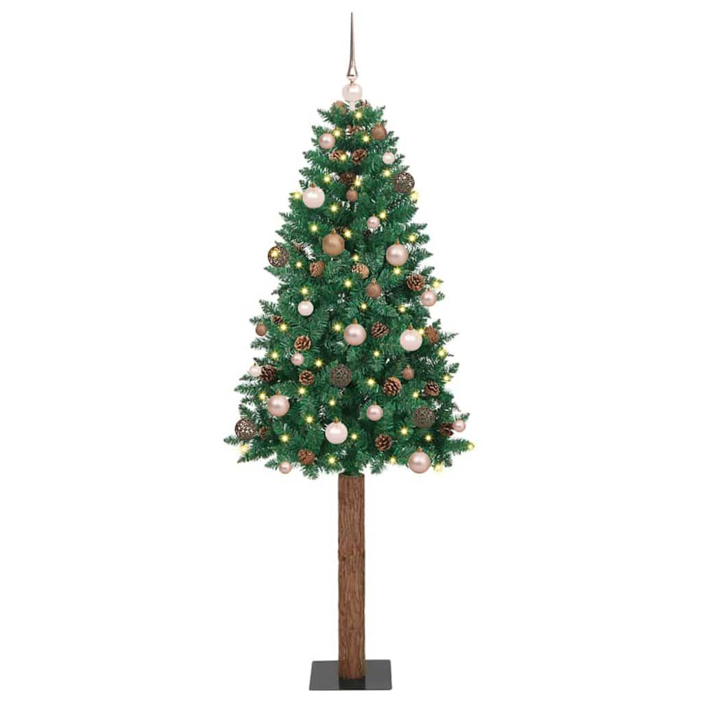 Slankt Juletræ med 300 LED'er Grøn 77 x 77 x 210 cm PVC