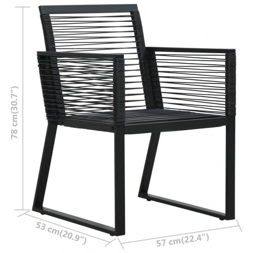 Udendørs spisebordssæt 3 dele - PVC-rattan, sort
