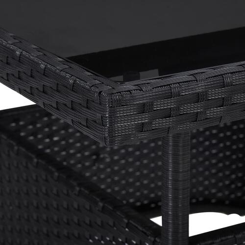 Spisebordssæt til haven 3 dele polyrattan og glas sort