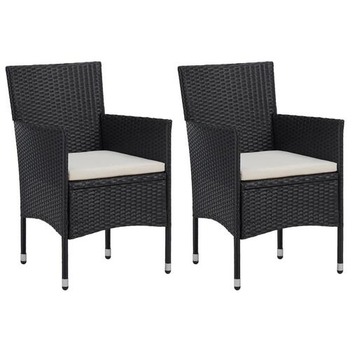 Spisebordssæt til haven 3 dele polyrattan og glas sort