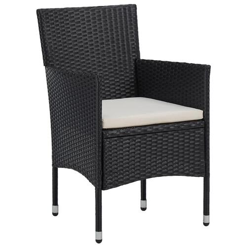 Spisebordssæt til haven 3 dele polyrattan og glas sort