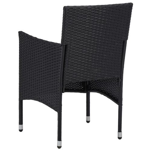 Spisebordssæt til haven 3 dele polyrattan og glas sort