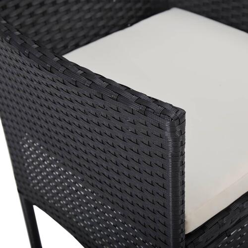 Spisebordssæt til haven 3 dele polyrattan og glas sort