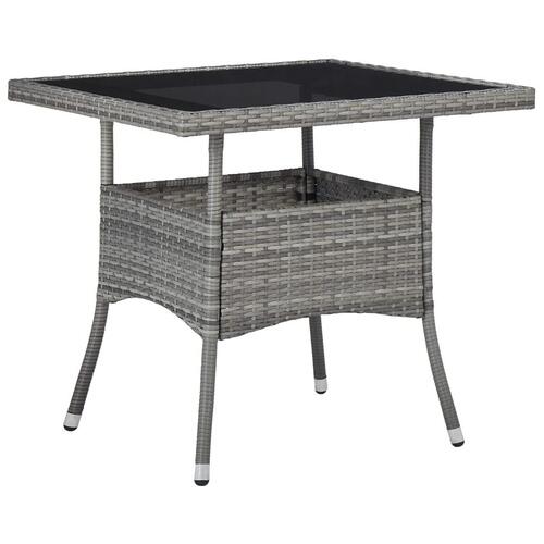 Spisebordssæt til haven 3 dele polyrattan og glas