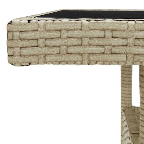 Spisebordssæt til haven 3 dele polyrattan og glas beige