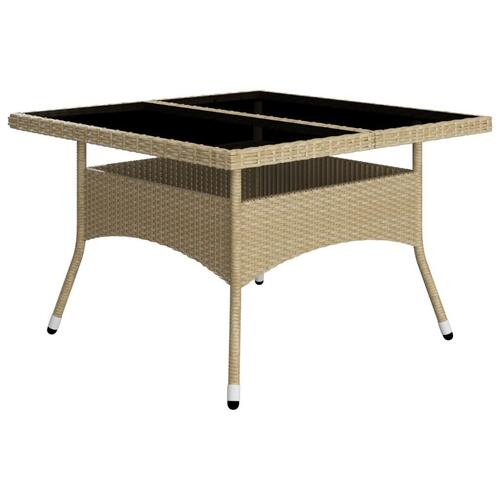 Spisebordssæt til haven 9 dele polyrattan og glas beige