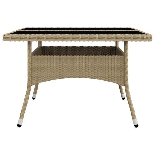 Spisebordssæt til haven 9 dele polyrattan og glas beige