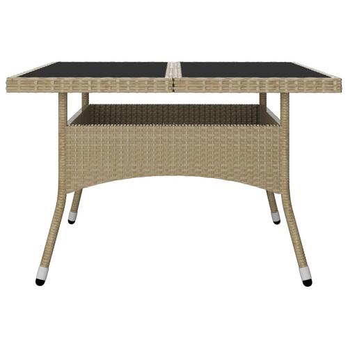 Spisebordssæt til haven 9 dele polyrattan og glas beige