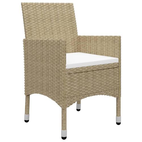 Spisebordssæt til haven 9 dele polyrattan og glas beige