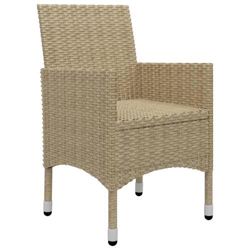 Spisebordssæt til haven 9 dele polyrattan og glas beige