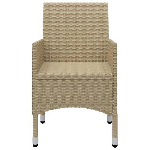 Spisebordssæt til haven 9 dele polyrattan og glas beige