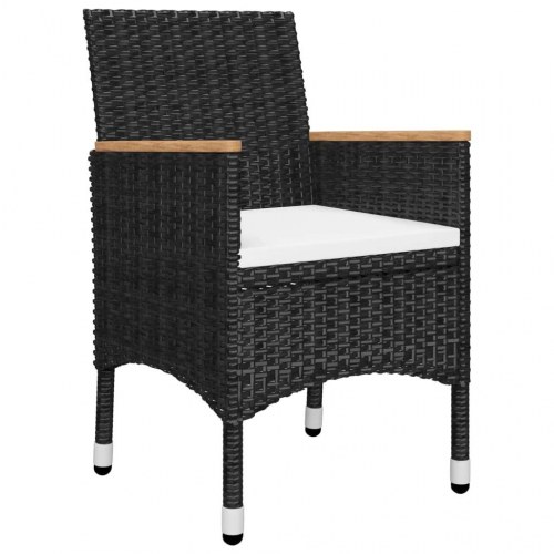 Bistrosæt til haven 3 dele polyrattan og hærdet glas sort