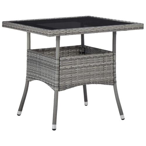 Spisebordssæt til haven 3 dele polyrattan og glas grå