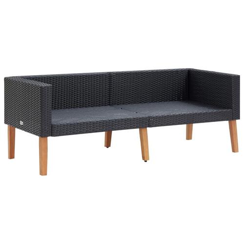 Loungesæt til haven 3 dele med hynder polyrattan sort