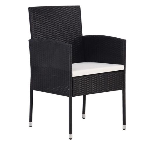 Spisebordssæt til haven 3 dele polyrattan sort