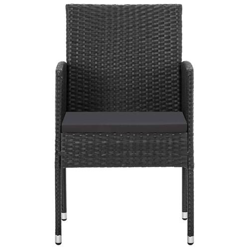 Spisebordssæt til haven 3 dele polyrattan sort