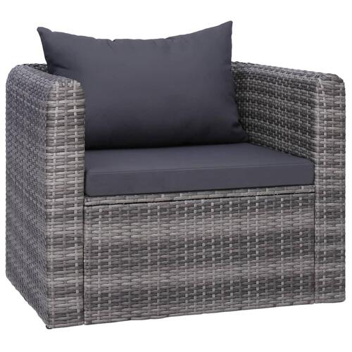 Loungesæt til haven 9 dele med hynder polyrattan grå