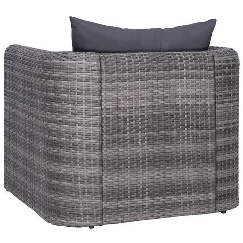 Loungesæt til haven 9 dele med hynder polyrattan grå