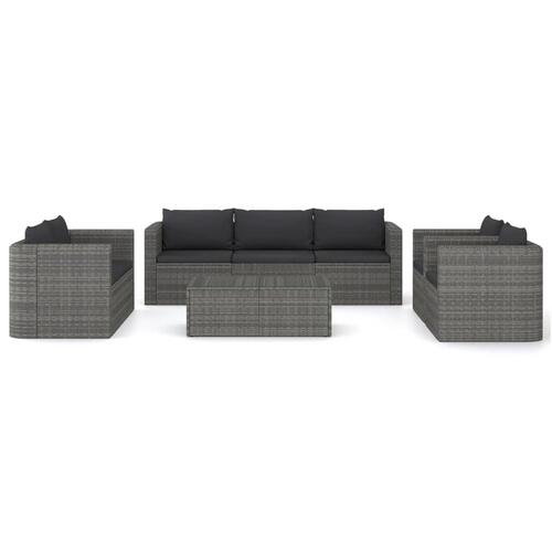 Loungesæt til haven 8 dele med hynder polyrattan grå