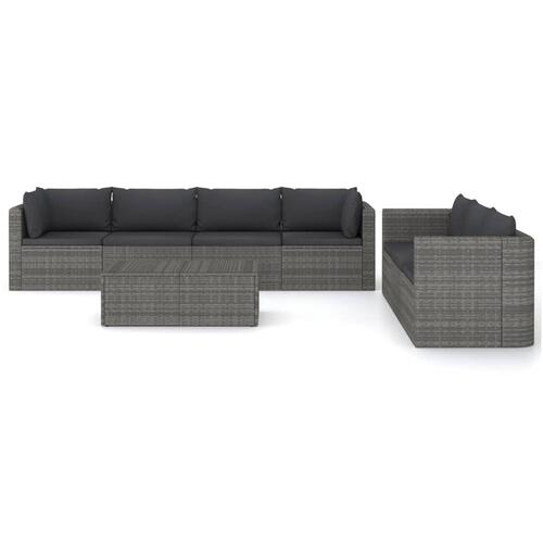 Loungesæt til haven 8 dele med hynder polyrattan grå