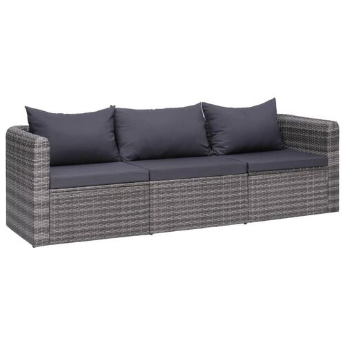 Loungesæt til haven 8 dele med hynder polyrattan grå