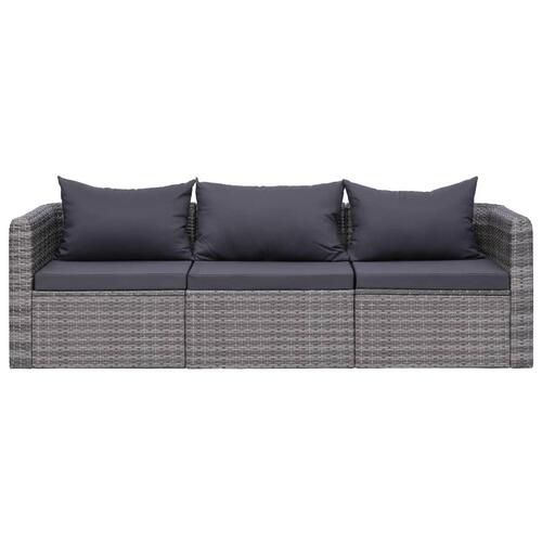 Loungesæt til haven 8 dele med hynder polyrattan grå