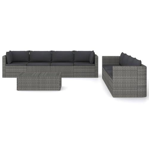 Loungesæt til haven 9 dele med hynder polyrattan grå