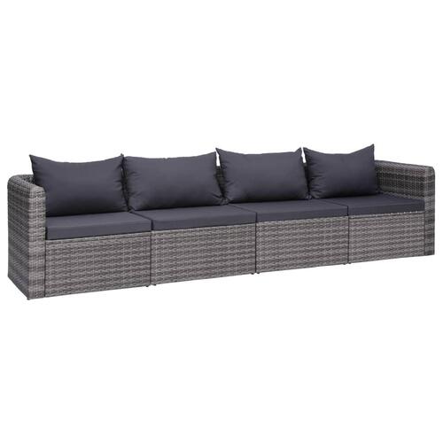Loungesæt til haven 9 dele med hynder polyrattan grå