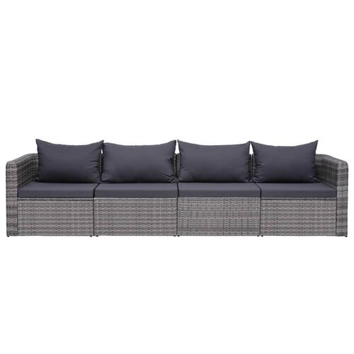 Loungesæt til haven 9 dele med hynder polyrattan grå