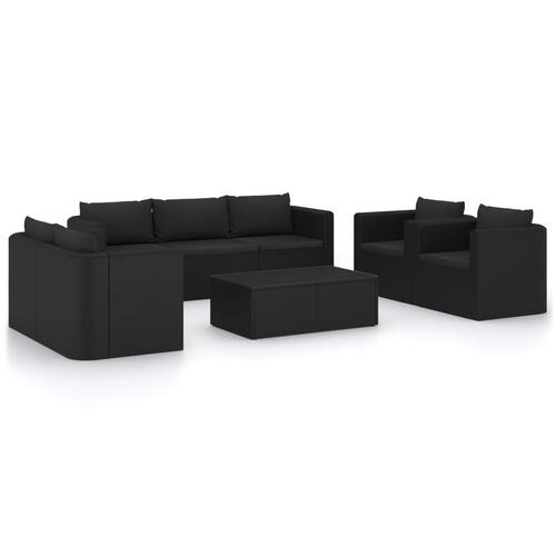 Loungesæt til haven 9 dele med hynder polyrattan sort