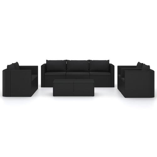 Loungesæt til haven 9 dele med hynder polyrattan sort