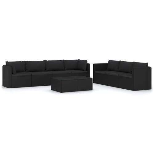 Loungesæt til haven 8 dele med hynder polyrattan sort