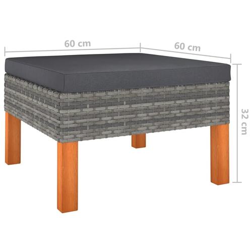 Loungesæt til haven 7 dele med hynder polyrattan grå