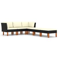 Loungesæt til haven 6 dele med hynder polyrattan sort