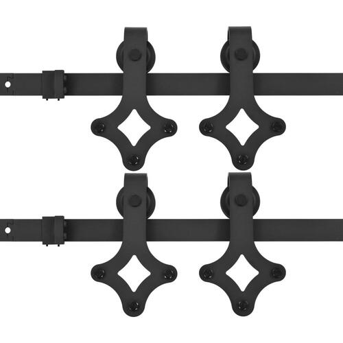 Skinnesæt til skydedøre 2 stk. 200 cm stål sort