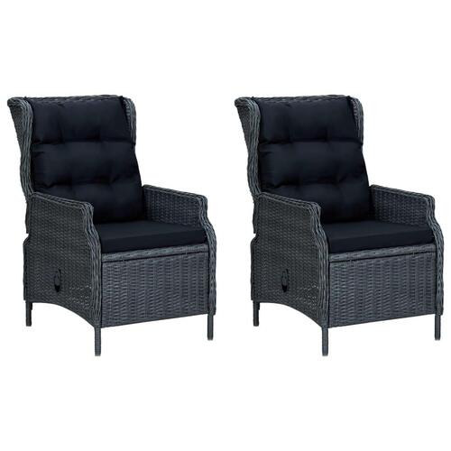 Loungesæt til haven 3 dele med hynder polyrattan sort