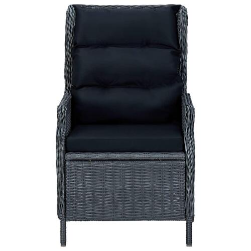 Loungesæt til haven 3 dele med hynder polyrattan sort