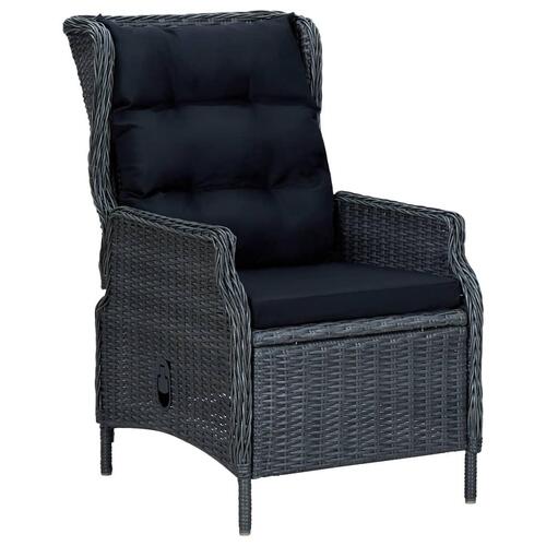 Loungesæt til haven 3 dele med hynder polyrattan sort