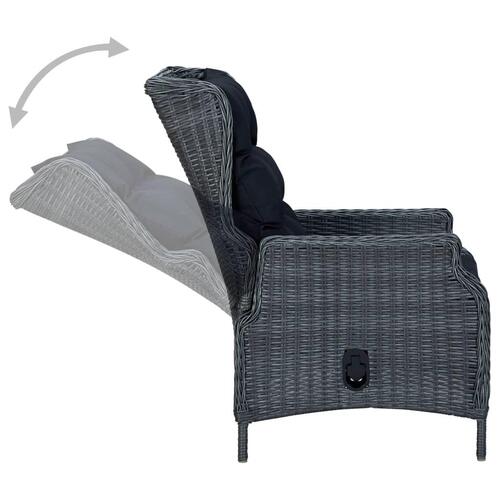Loungesæt til haven 3 dele med hynder polyrattan sort