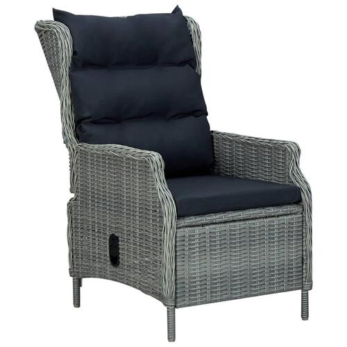 Loungesæt til haven 3 dele med hynder polyrattan lysegrå