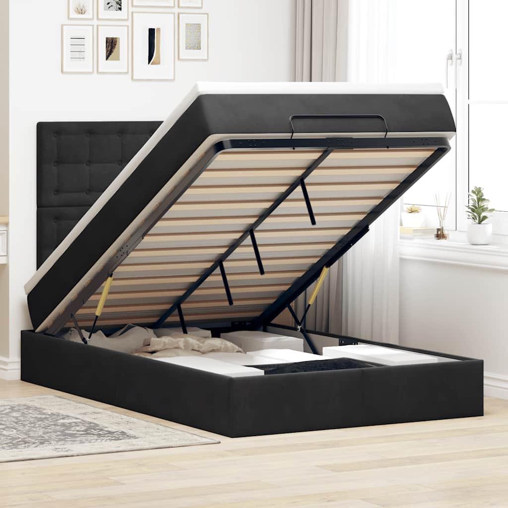 Osmannisk sengeramme med madrasser 120x190 cm fløjl sort billede