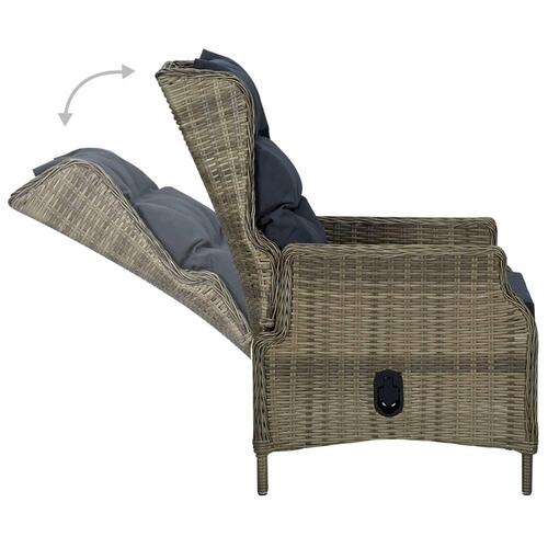 Loungesæt til haven 3 dele med hynder polyrattan brun