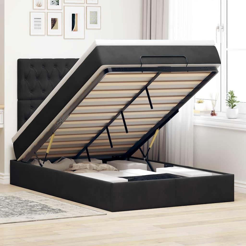 Osmannisk sengeramme med madrasser 120x190 cm fløjl sort billede
