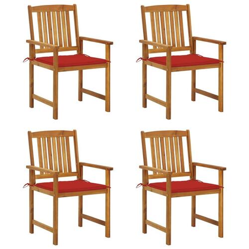 Havestole med hynder 4 stk. massivt akacietræ