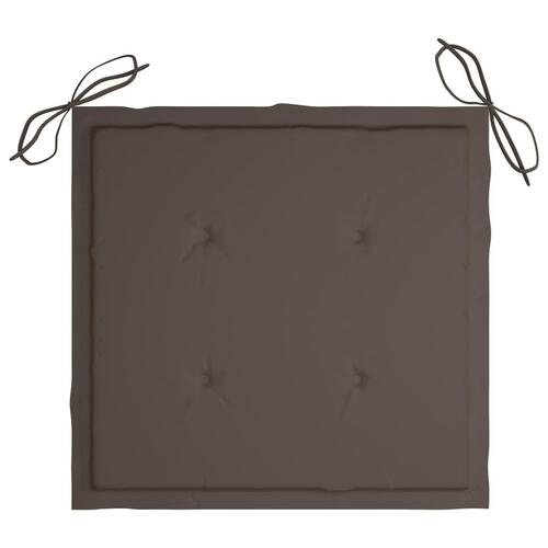 Havestole 2 stk. med gråbrune hynder massivt teaktræ