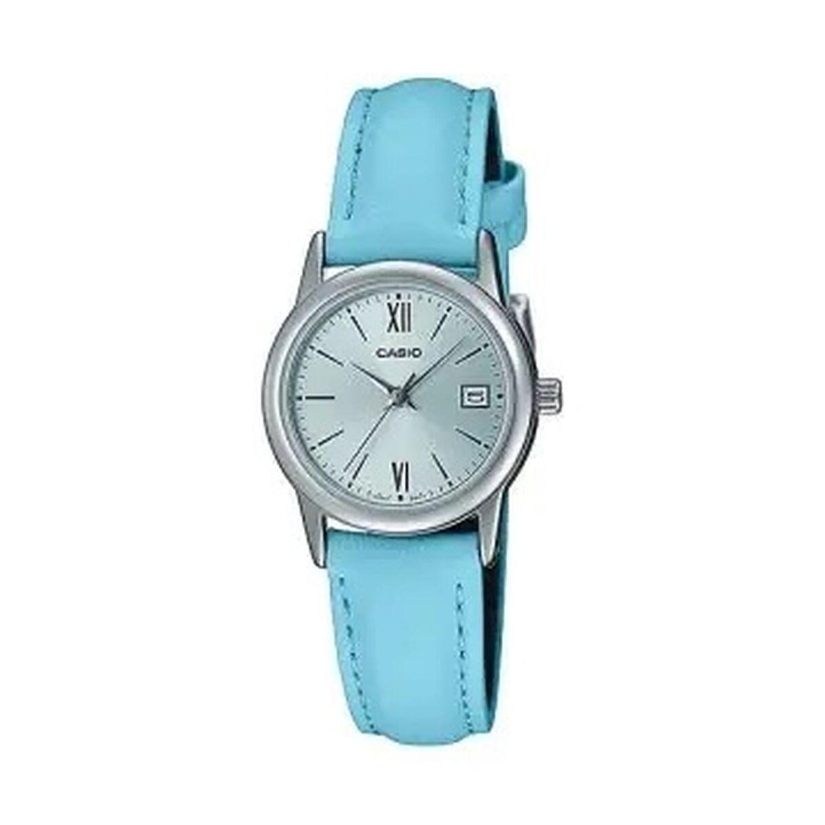 Dameur Casio COLLECTION blå læderrem Ø 25 mm billede