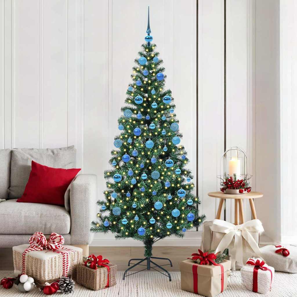 Kunstig Forbelyst Juletræ med 300 LED'er Grøn 180 cm PVC billede